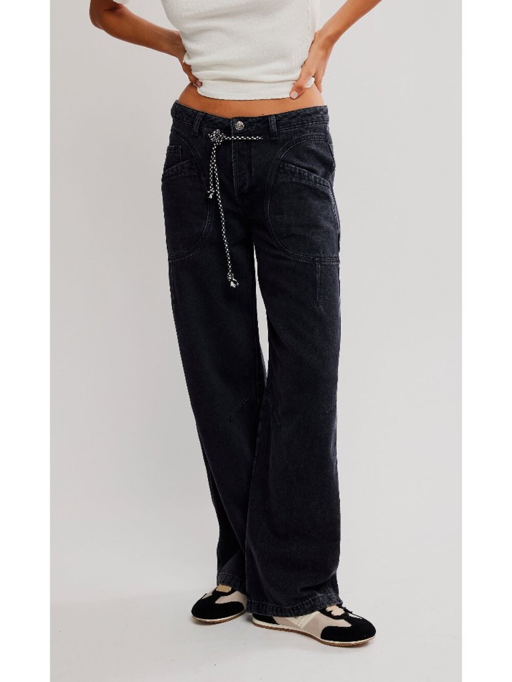 Free People Black Straight Leg Jeans